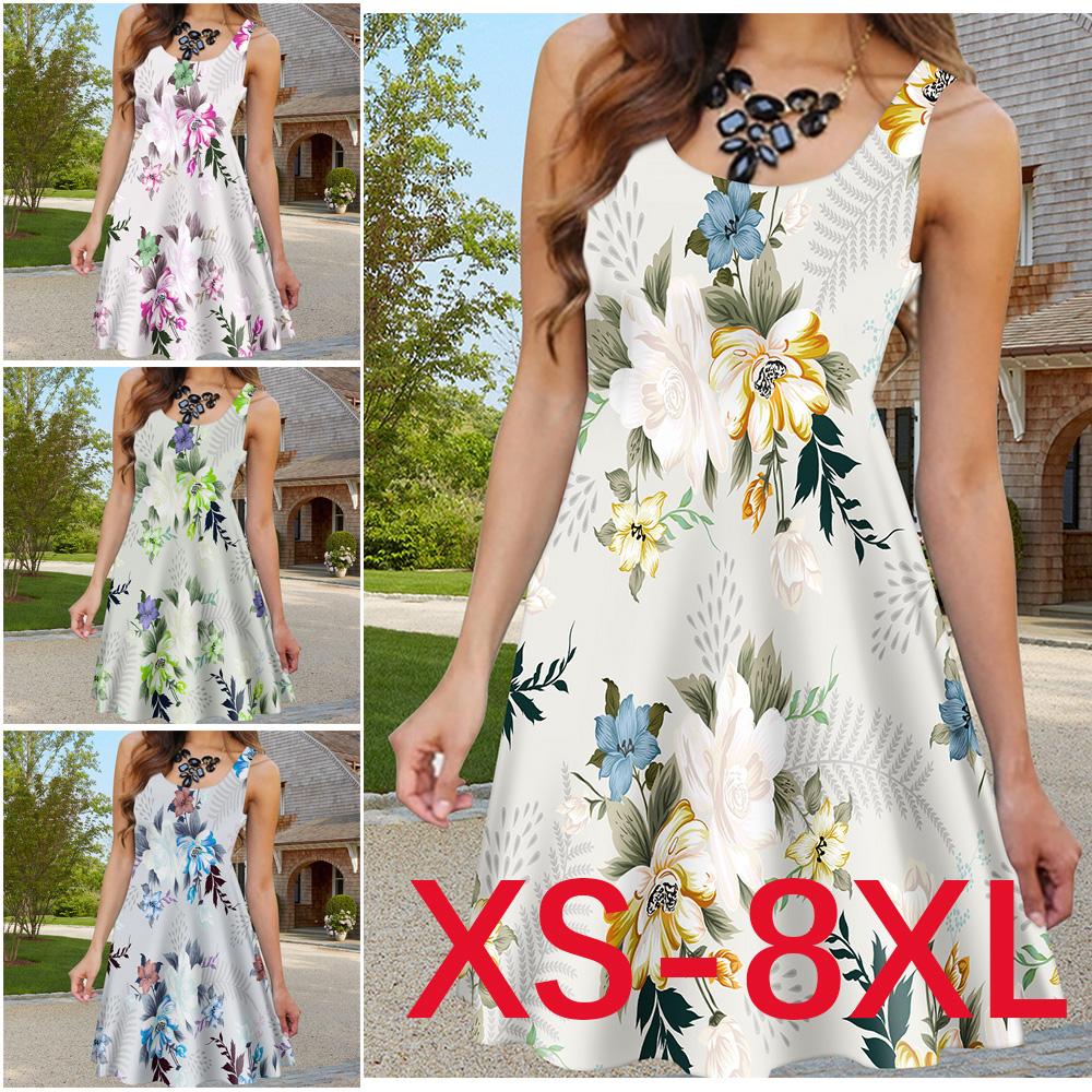 Buy Women's Summer Dress 2021 New Vintage Printed Sleeveless Casual