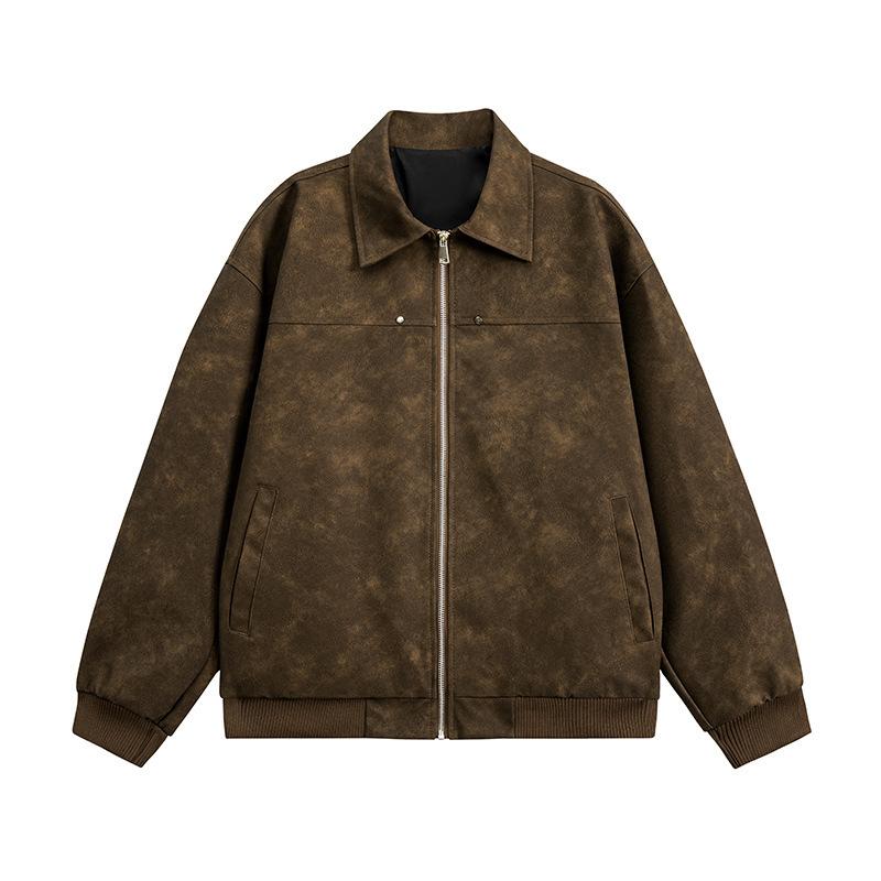 

Весенне-осенняя куртка мужского стиля, корейский тренд, свободная куртка 4XL темно-коричневого