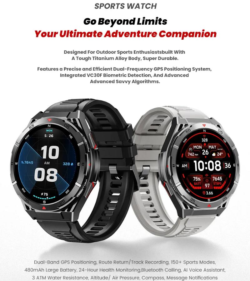 2025 Nuevo SmartWatch Premium con GPS Pantalla AMOLED Ultra HD GPS Incorporado Llamada BT Resistente al Agua 10ATM Pulsera Inteligente