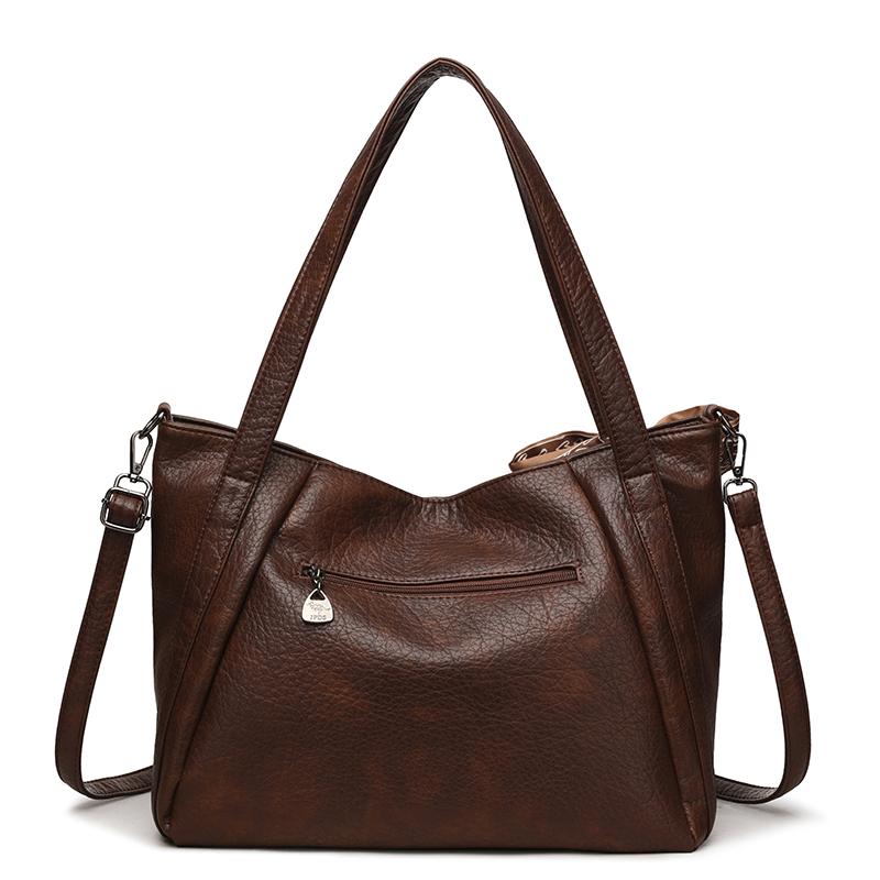 Large Capacity Commuter Shoulder Bag PU Retro Hand Tote Bag