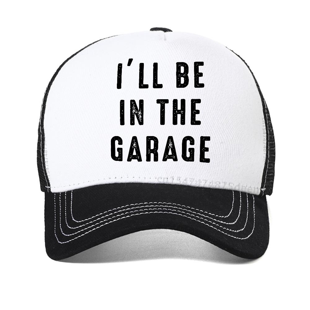 Rustikal I ICH BIN IN DER GARAGE Print Geometrisches Muster Baseballkappe Herren Damen Lässig Netz Truckerhüte verstellbar Snapback Hüte