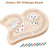 Wooden 3-Track Cribbage Board Game - Classic Board for 3 Players with Plastic Pegs - Ideal Family Game for Kids and Adults