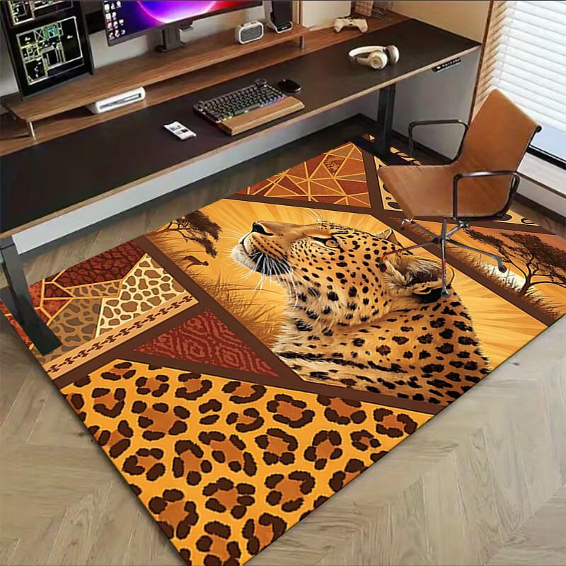 1 Stück Leopardenmuster Safari Extra Groß Rutschfester Teppich, Büro, Familie, Schlafzimmer, Studio - Großer Teppich für Innenbereiche, Lebendige Farben - A225