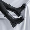 Black Martin Boots Men's Autumn and Winter Trend British Style Chelsea Boots High Top Leather Shoes Men's