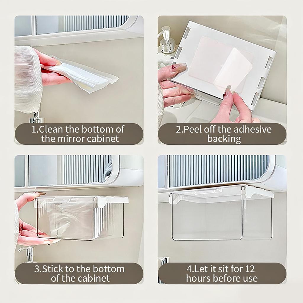 Schubladenschublade unter dem Schreibtisch Aufbewahrungsbox Transparent Ausziehbar Unter Spiegelschrank Organizer-Etui Badezimmer Baumwollstäbchen Make-up-Halter