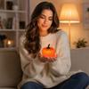 Halloween Pumpkin Tea Light Candles with Flickering, Party Home Decor, Pumpkin Lamp