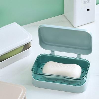 Portasapone a doppio strato con coperchio drenante portasapone da bucato scatola di sapone multistrato in plastica