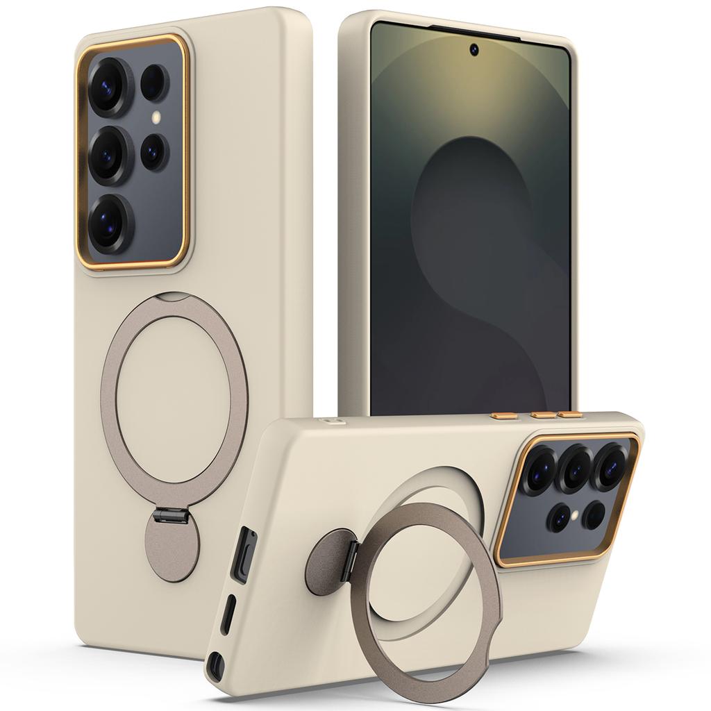 For Samsung Galaxy S25 Ultra Magnetic Case Rotating Ring Kickstand TPU + PC Back Cover