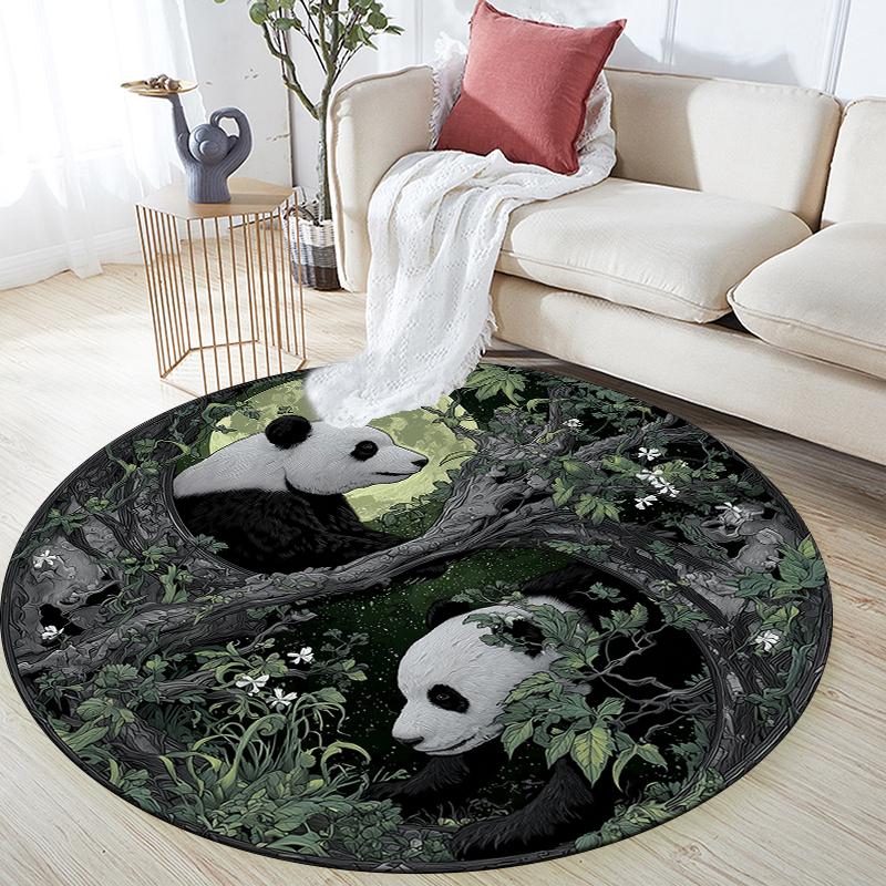 Panda Pattern Round rug,Carpet Rug for Living Room Bedroom Sofa Playroom Decor,Non-slip Floor Mat,Holiday Gifts and Birthday Gifts