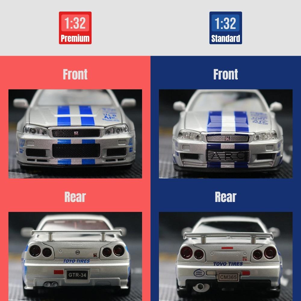 1/32 Nissan Skyline GTR R34 JDM Model Mașină Jucărie Vehicul Diecast Miniatură Sunet & Lumină Trage Înapoi Colecție Cadou Copii Băiat