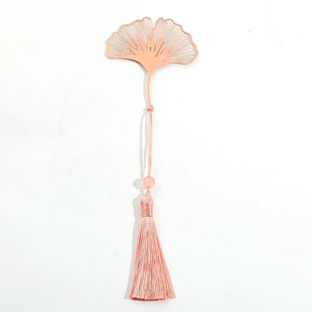 

Pink Flower Metal Hollow Bookmarks With Tassel Pendant Apricot Leaf Lotus Rose Bookmark Gifts For Teachers Friends Book Lovers