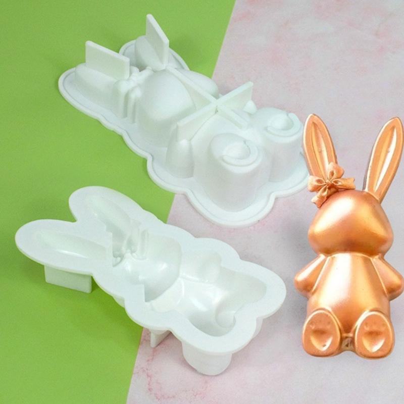 Rabbit Chocolate Fondant Candle Silicone Molds Epoxy Resin DIY Ornaments Making Soap Melt Resin Clay Home Decorations