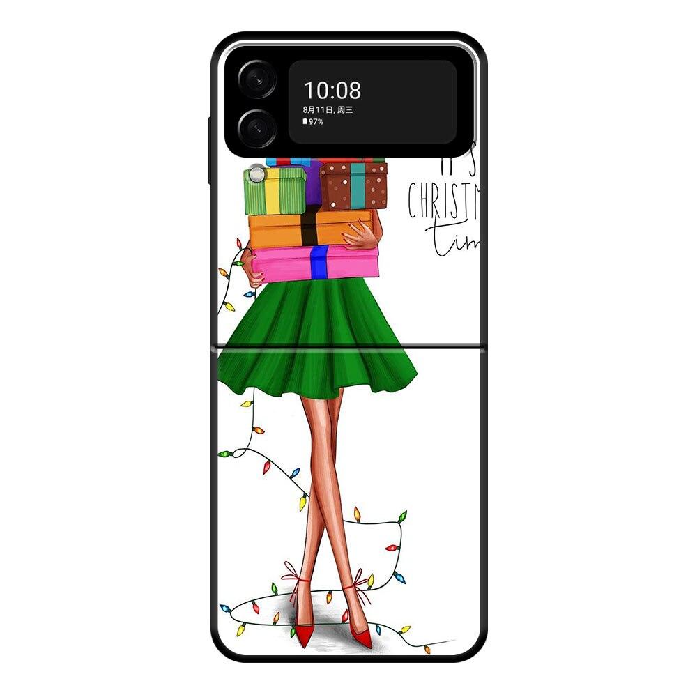 Christmas Tree Girl Gift Phone Case For Samsung Galaxy Z Flip Z Flip3 5G Z Flip4 Hard PC Matte Shell