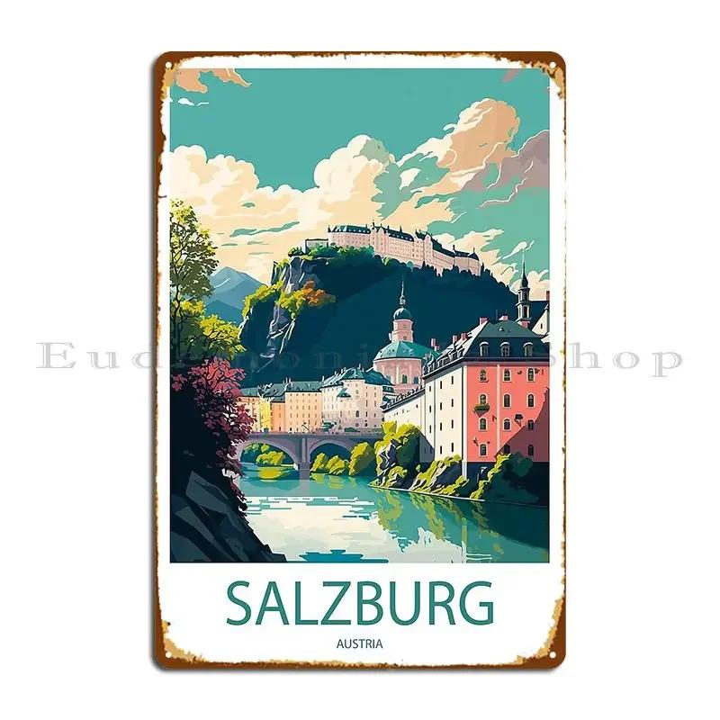 Salzburg Print Salzburg Home Cityscape Art Print Salzburg Wall Art For Travel Enthusiast Metal Sign Wall Cave Custom Designer 20x30cm(7.8x11.8inch)