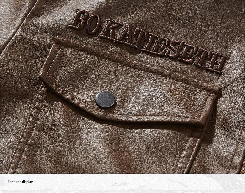 Men's European-American Winter PU Leather Jacket - Velvet Lined, Slim Fit, Lapel Style Outerwear.