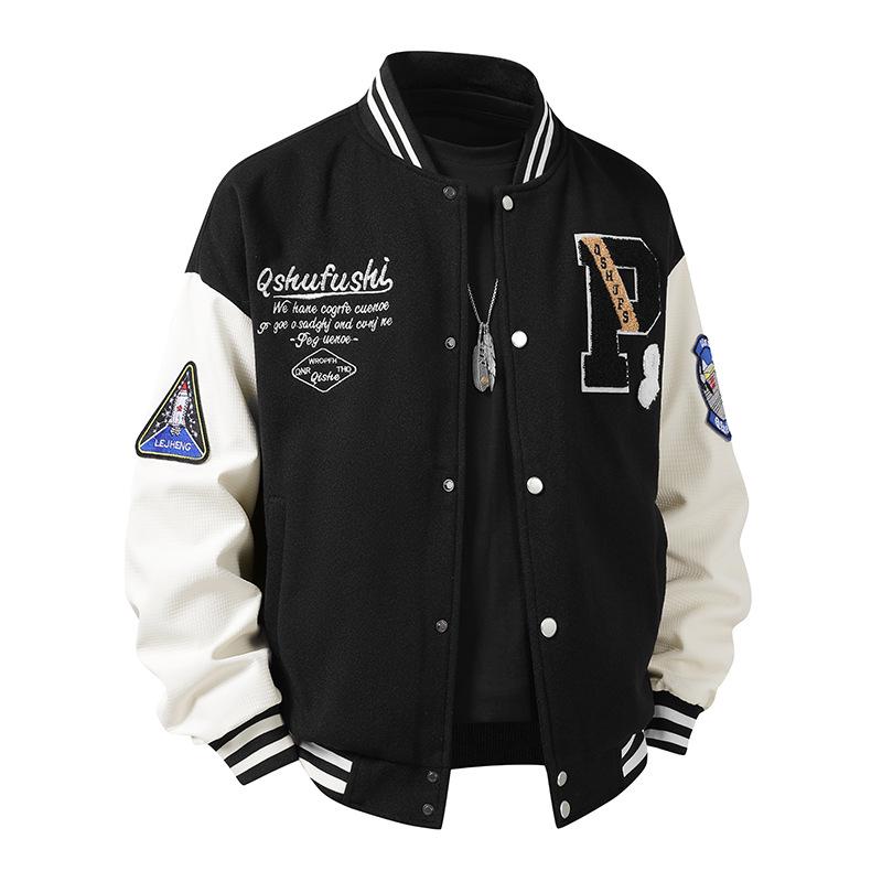 Herren Trendige Bestickte Baseballjacke: Lässig, Lockerer Schnitt, Partnerlook für Frühling, Herbst, Winter