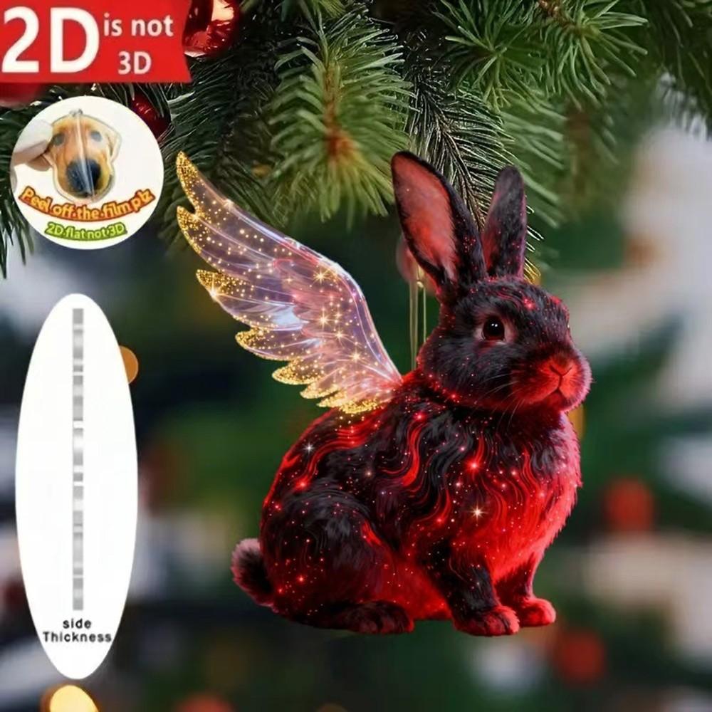 Nieuwe 2D Platte Kerst Hanger Balerina Glanzend Konijn Paard Hanger Acryl Simulatie Sleutelhanger Navidad Decor