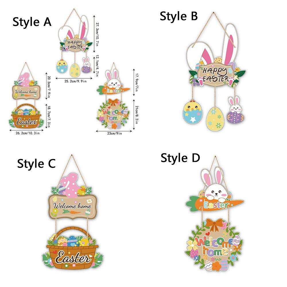 Cartoon Easter Door Hanger Colorful Easter Hanging Ornament Creative Bunny Egg Decor  Front Door