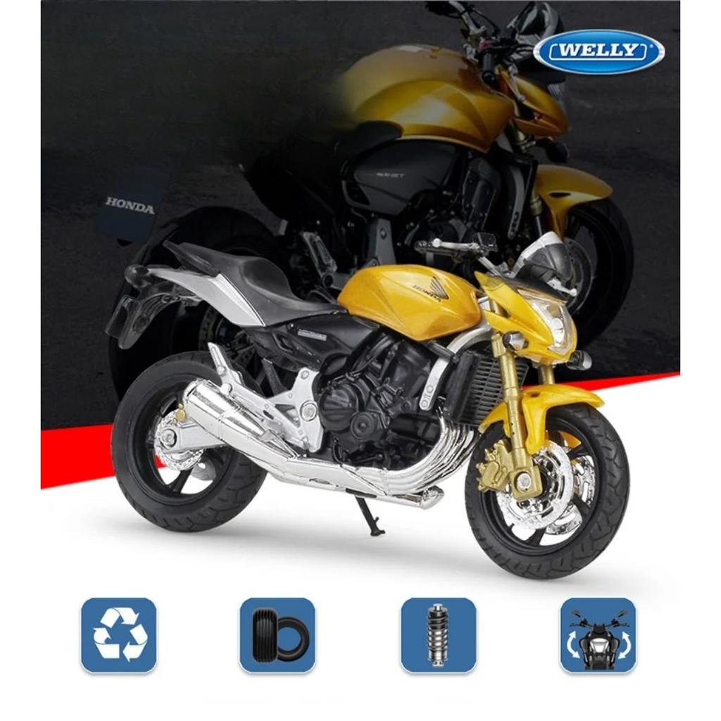 Welly 1/18 HONDA Hornet Alloy Sports Motorcycle Model Diecast Metal Street Motorcycle Model Simulation Collection Kids Toys Gift