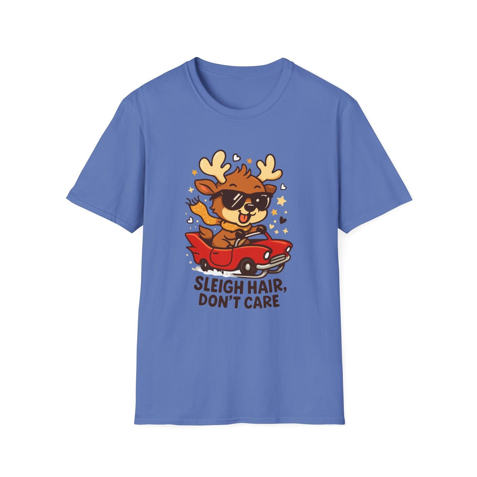 Unisex Softstyle T-Shirt Mens Womens Tees Top Chibi Reindeer Convertible Sleigh Funny Christmas M
