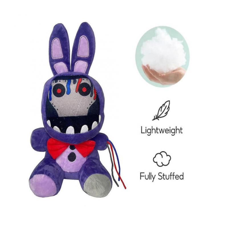 FNAF Withered Purple Bunny Plush Toys, 20cm FNAF Security Breach Bonnie Doll, Collectible Nightmare Freddy Plush Toys for Kids