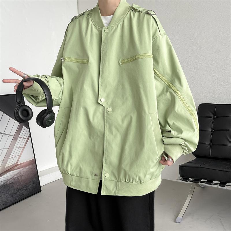 

European and American Hiphop Burgundy Coat Men s Spring American High Street Vibe Style Bomber Jacket Baseball Uniform 5XL