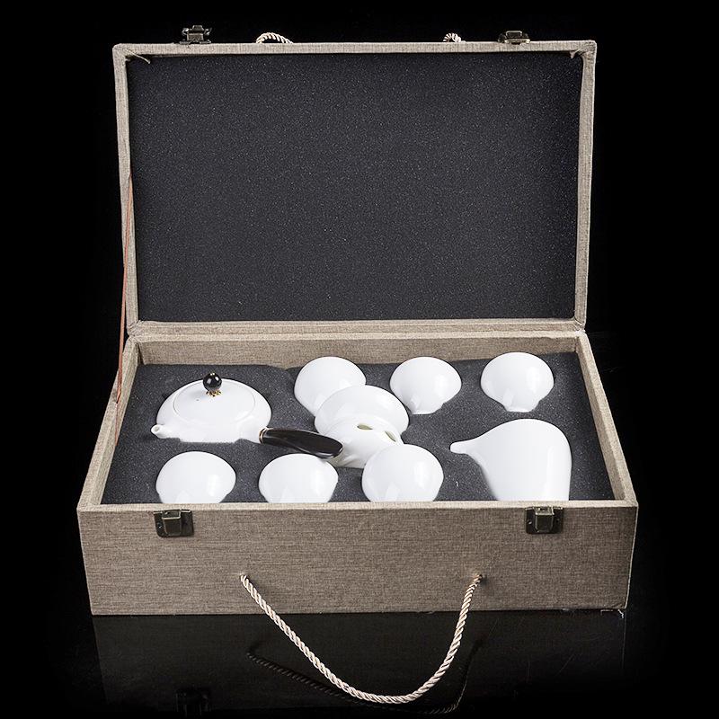 Creative Jade Porcelain Tea Set Kung Fu White Porcelain Tea Set Simple Gift Tea Set High-end China White