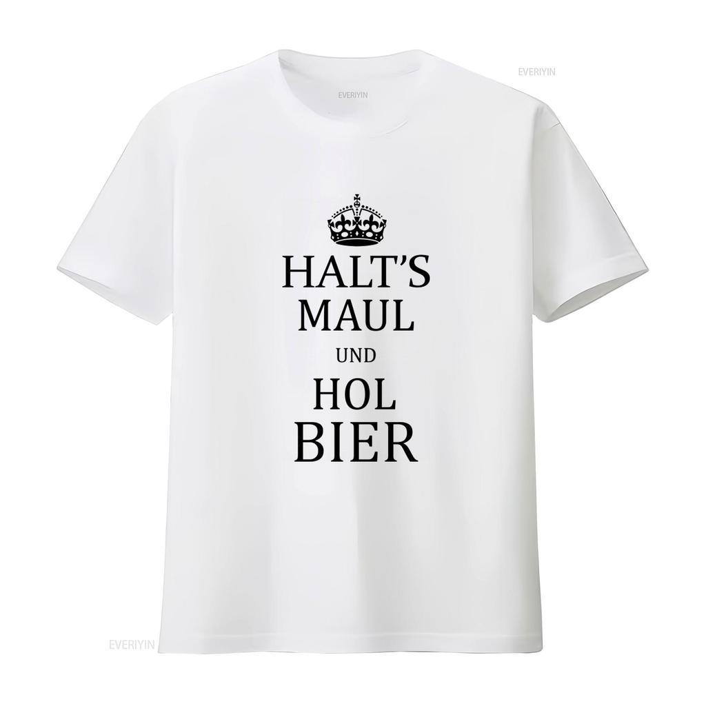 Lustiges Damen Slogan T-Shirt Halts Maul Und Hol Bier Design Schwarz S M L vintage gewaschen Mode Designer Kleidung