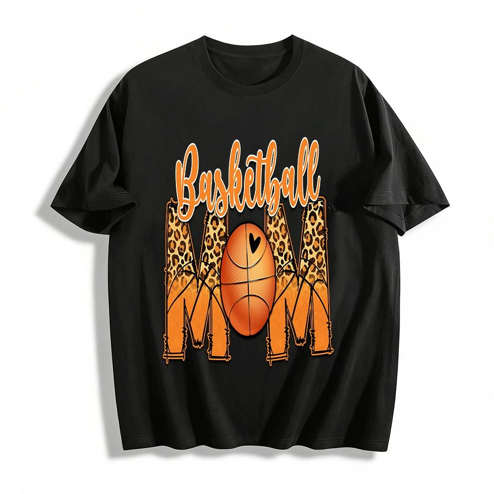 Leopard Print Basketball Mom Graphic Casual Top Pure cotton T-shirt XXS