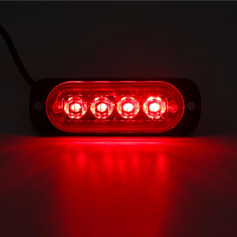 4Led Car Warning Light Grill Breakdown Light Car Truck Trailer Beacon Lamp Led Amber Side Light For Cars 12V - 24V