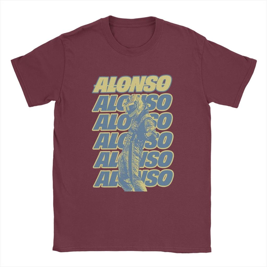 Men T-Shirt Fernando Racing Alonsos Retro Driver Cool Cotton Tee Shirt Short Sleeve 14 Cars T Shirts Crewneck Clothing Printed