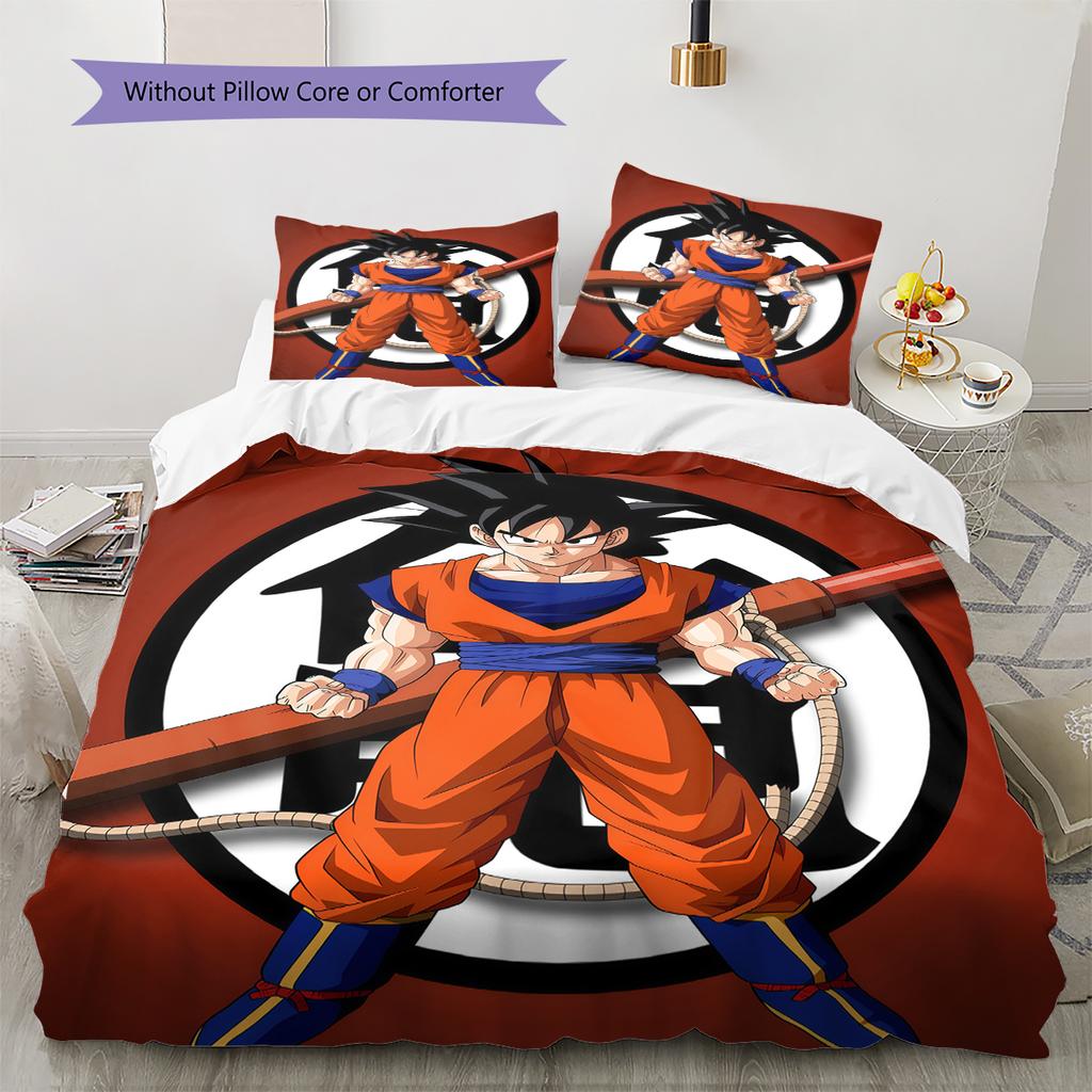 Biancheria da letto con motivo Son Goku, Set piumone Copripiumone Federa Regalo di compleanno per la casa (1 * copripiumino + 2 * federa, senza nucleo)