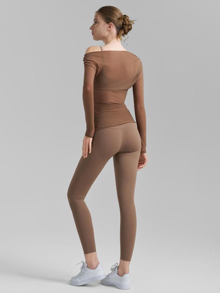 Autumn Yoga Set: Women's High-End Lycra Mesh Two-Piece with No-Show Seams