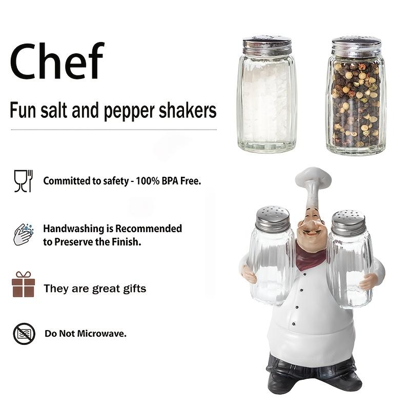 1pc of chef holding salt and pepper shaker resin figurine, suitable for kitchen dining room and Christmas party supplies