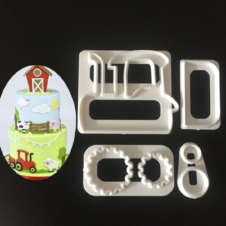 Tractor Cookie Fudge Kitchen Biscuit Stamp Tools 3D Pressing Frosting Fondant
