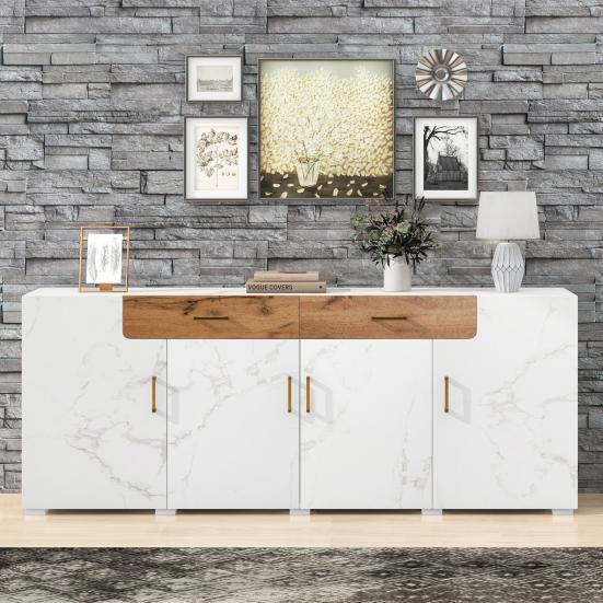 Storage Cabinet High Stability with 4 Doors Sturdy Construction Smooth Edge Easy Installation Item Storage Living Room Storage Cabinet Free-Standing