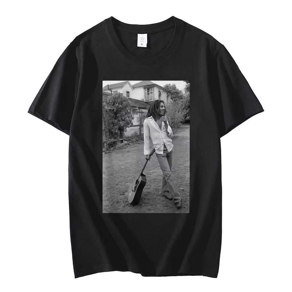

Bob Marley Black White Guitar Novelty T Shirt Summer Men Vintage Hip Hop Oversized Short Sleeve T-shirts Gothic Streetwear - ... S разноцветный