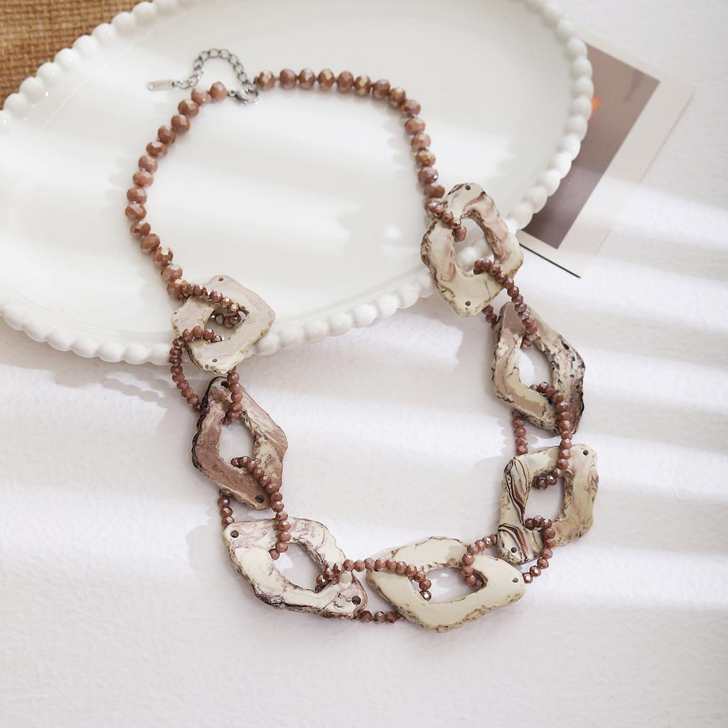 Exaggerated Retro Bohemian Acrylic Beaded Necklace Women's Ethnic Style Sweater Chain Accessories