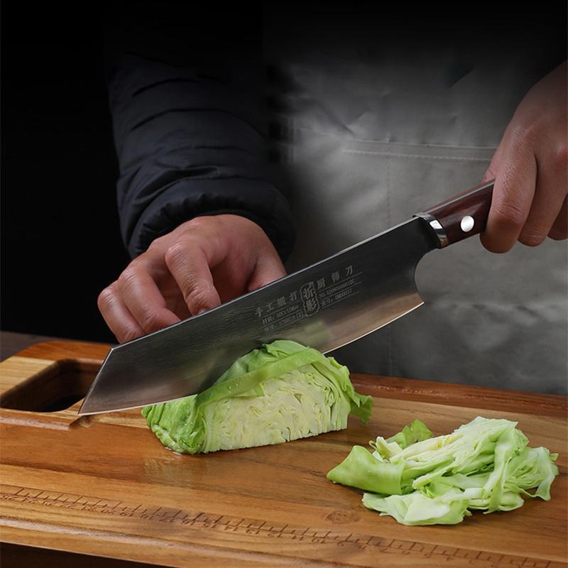 8 Inch Kiritsuke Knife Chef Cleaver Meat Slicing Vegetables Professional Kitchen Knives Wood Handle Handmade Forged Messer