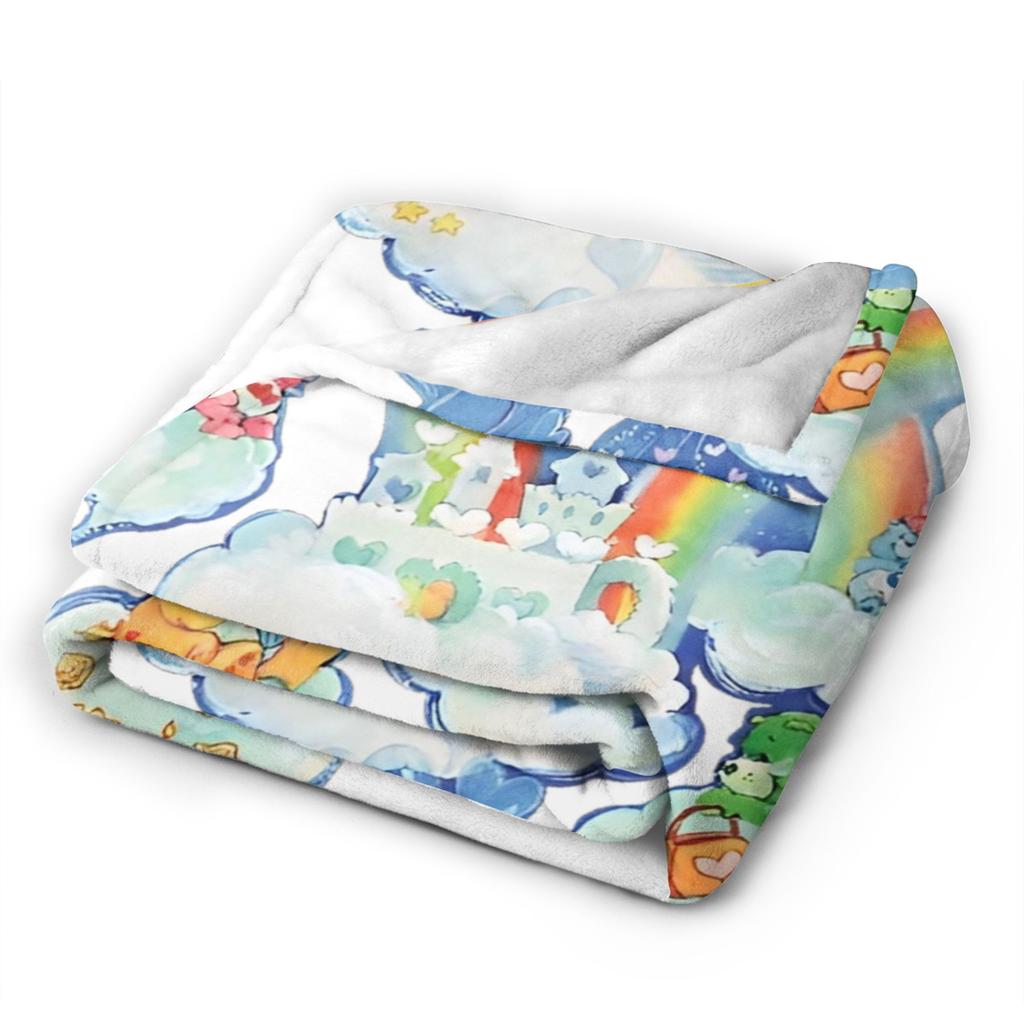 Medvídci Království péče Vintage Duhové město Pletené deky Fleece Měkká přikrývka pro venkovní cestování Kobereček na postel