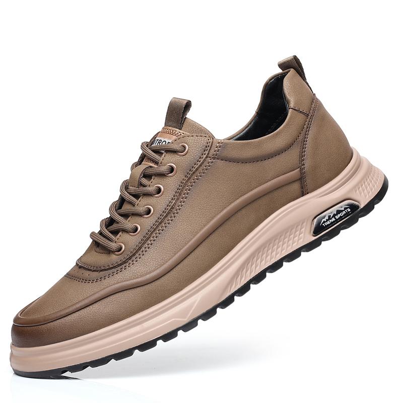 

Мужская повседневная обувь из натуральной кожи на шнуровке с мягкой подошвой, нескользящая обувь для отдыха, походов, простых мокасин ручной работы 40 коричневый