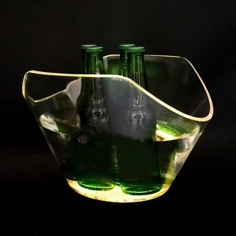 Illuminated Ice Buckets Transparent Beverage Tub with Glowing LED Champagne Container Beverages Chiller for Parties
