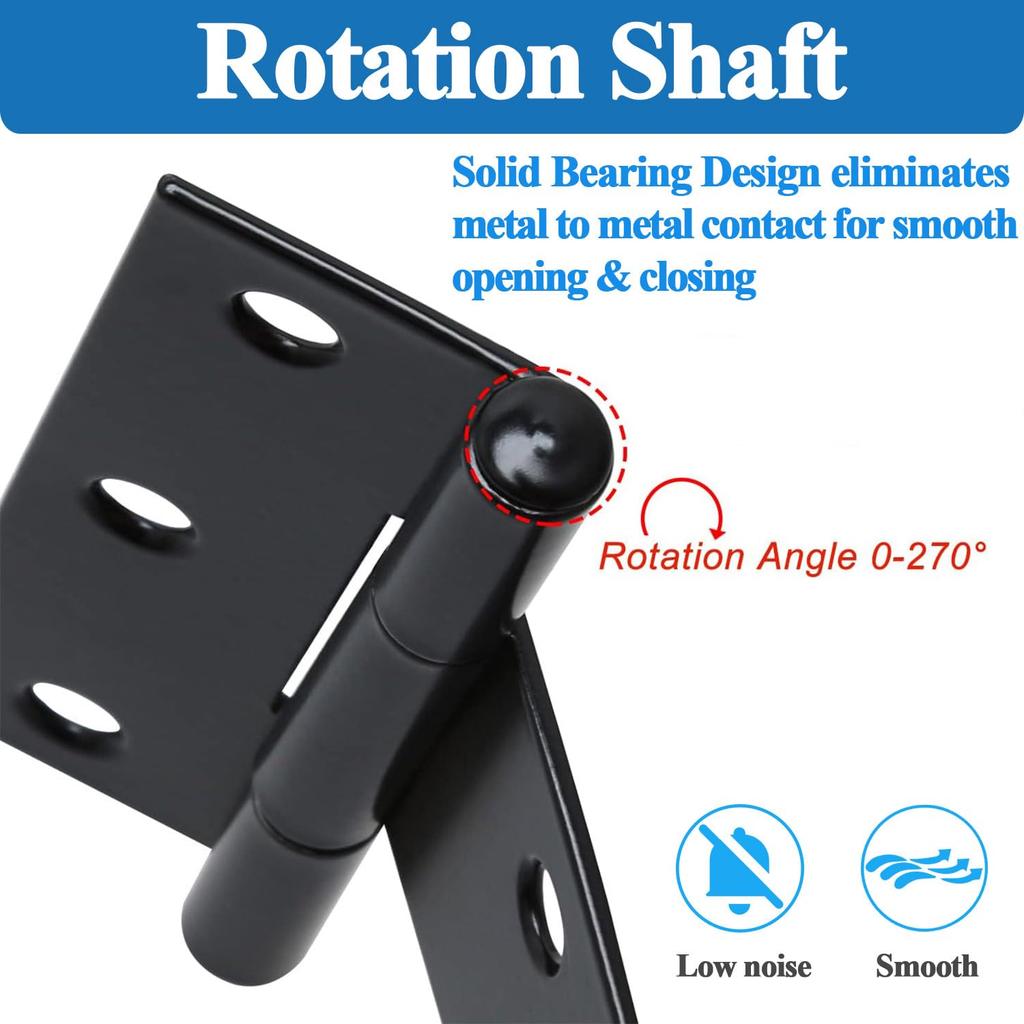 Wopanxye 2pcs 100mm Load Capacity Hinges, Black T Shape Silent Epoxy Coated Wrought Iron