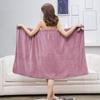 Women's Plus Size Coral Fleece Bathrobe Towel - Soft, Absorbent, No-Shed, Korean Style