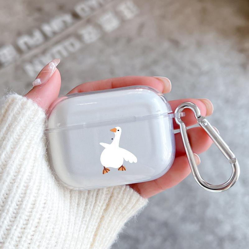 Cartoon Doubt Duck Silicone Case for Apple Airpods 2 1 Earphone Cases With Hook For Airpod Pro 3 Pro2 Clear Protective Covers