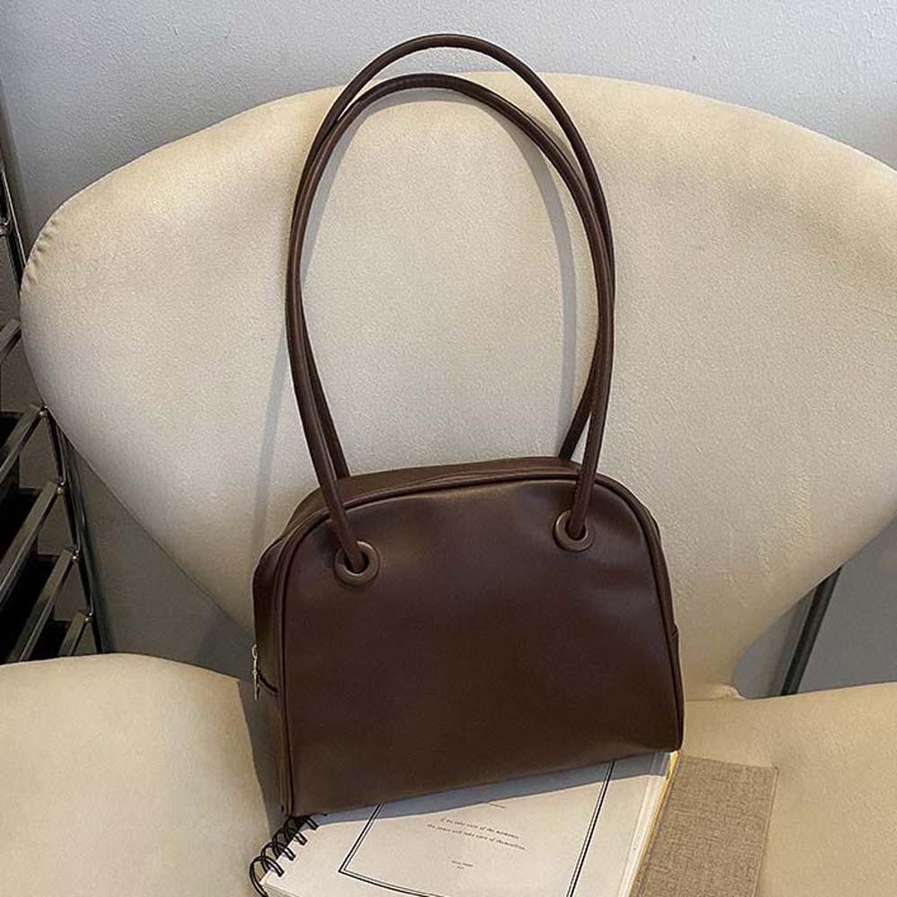 

Anti-splash Water Soft PU Tote Bag Elegant Solid Color Shoulder Bag Square Underarm Bag Shopping