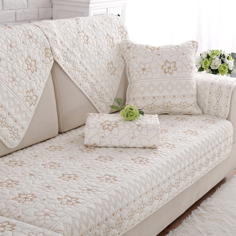 

Хлопковая подушка для дивана Круглогодичная Нейтральная Нескользящая Тканевая Подушка Чехол Накидка Ткань Минималистичный Современный Чехол для Дивана Лето Rice White epiphyllum 70 * 70cm