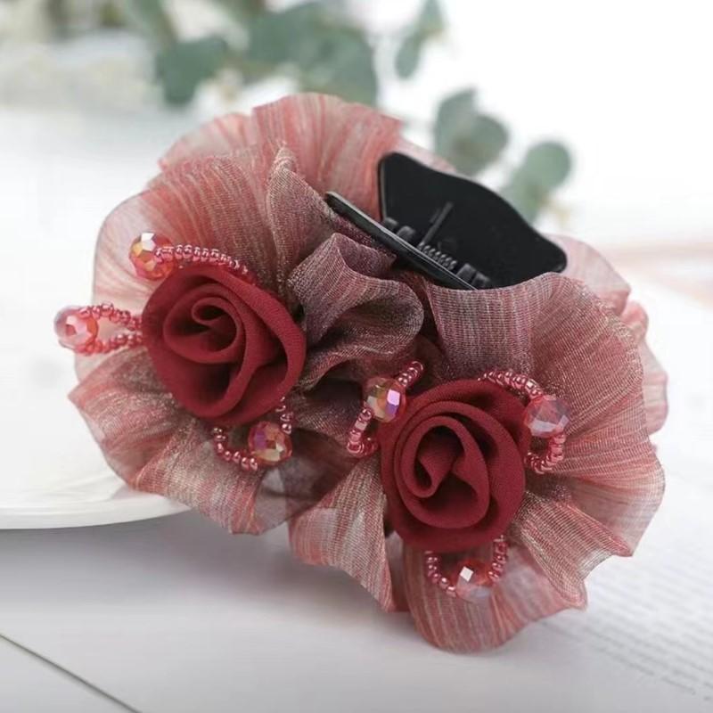 Blume Haarspange für Frauen, Elegante Haarklammer mit europäischer Spitze, Handgemachte Haarnadel für Hochsteckfrisuren