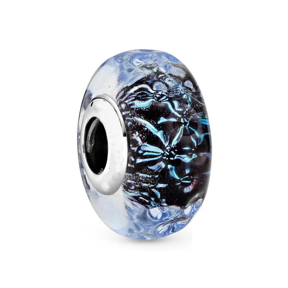 Copper Pink Flower Murano Glass Beads Charm Fit Original Bracelet Necklace Faceted Murano Diy Women Luxury Jewelry