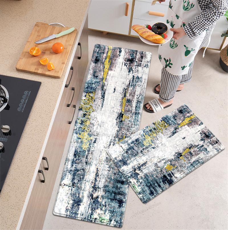 Abstrakter Druck, Küchenmatte, weich, saugfähig, Badezimmer-Teppich, Schlafzimmer-Nachttisch-Teppich, lang, benutzerdefinierter großer Wohnzimmer-Korridor-Teppich
